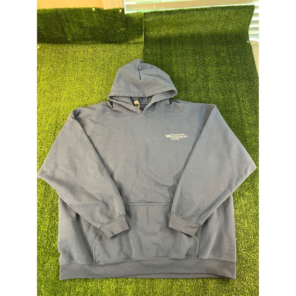 University at Buffalo Residential Life Hoodie Blue Gray Sweatshirt 3XL Gildan